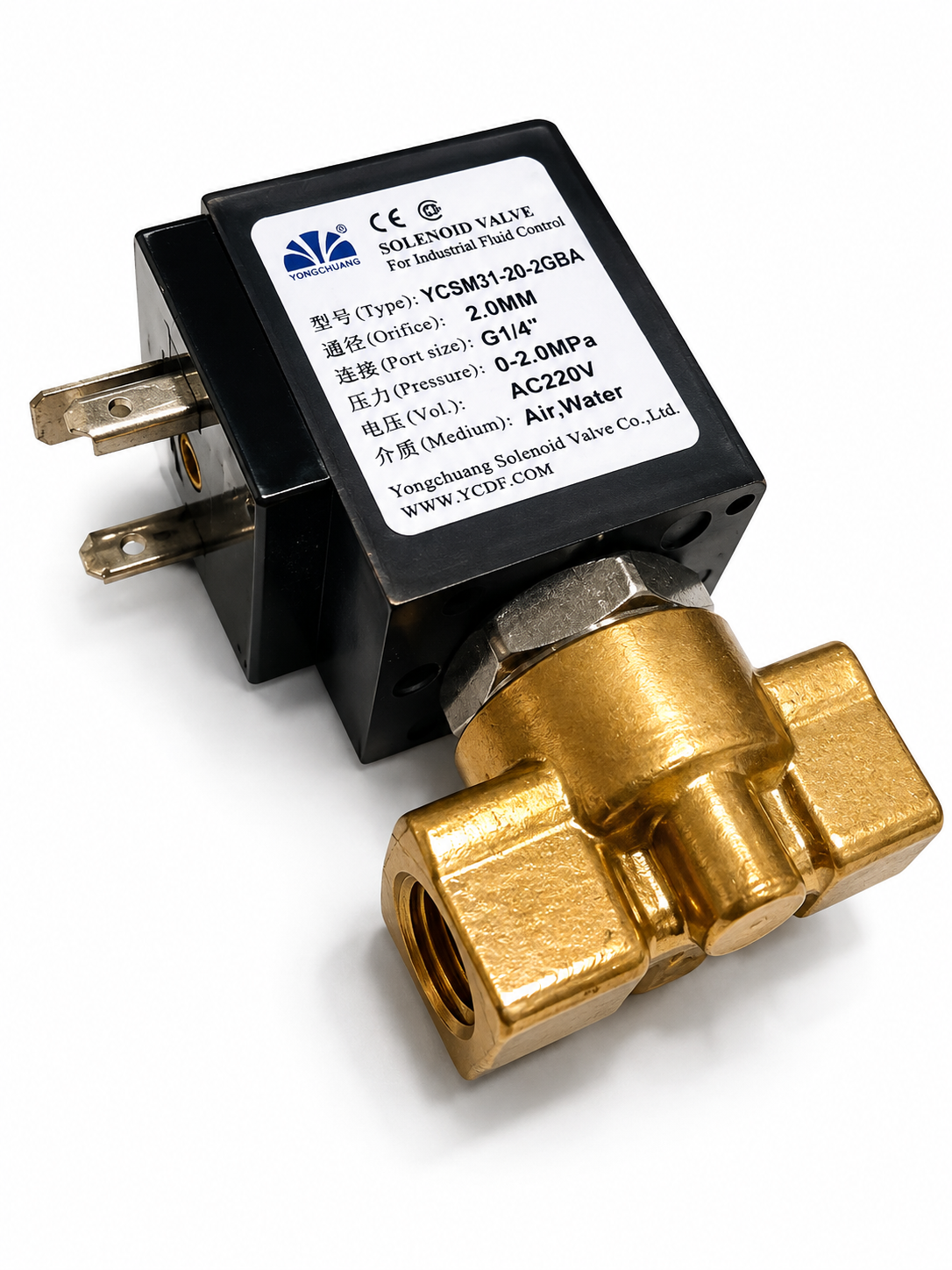 Two-way solenoid valve AC G1/4 Straight